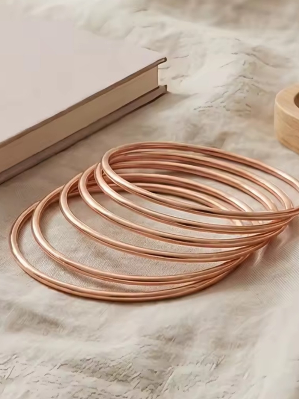 Rose Gold Rhodium Bangle Bracelet Set - Picture 4 of 4